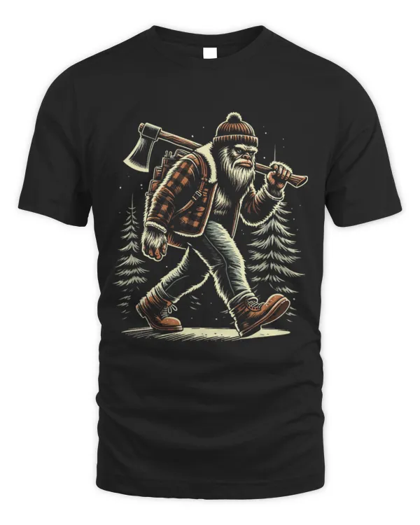 Cute Carpenter Bigfoot Sasquatch Woodworking Lumberjack Retro Logger Print 24