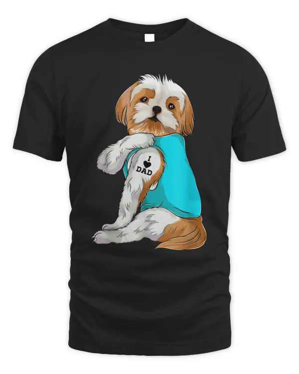 Fun Shih Tzu I Love Dad Tattoo Apparel, Dog Dad Gifts Dads