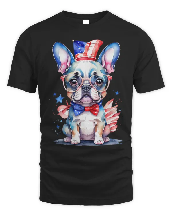 Cute Frenchie Patriotic French Bulldog Puppy American Flag