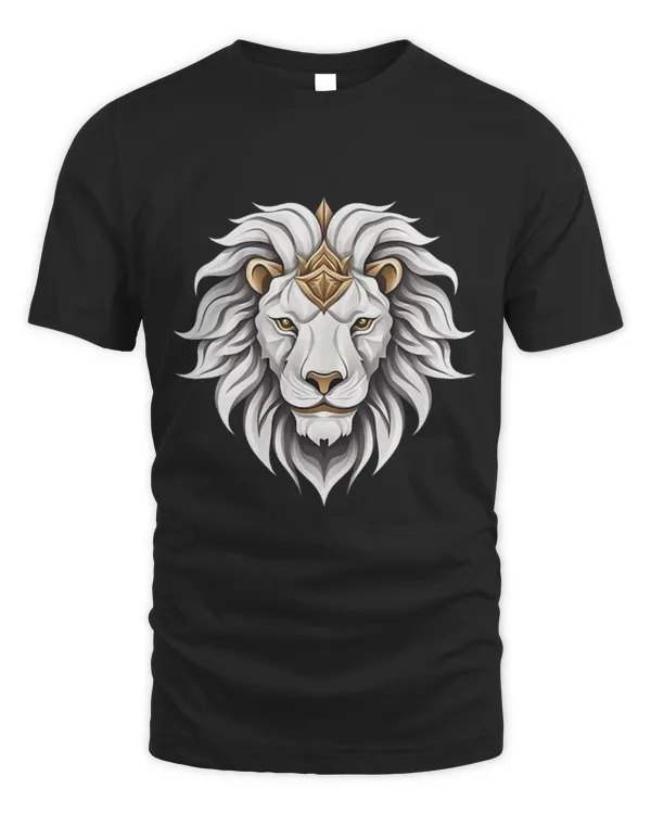 Lion Pet Face White with Golden Accents Animal Lover