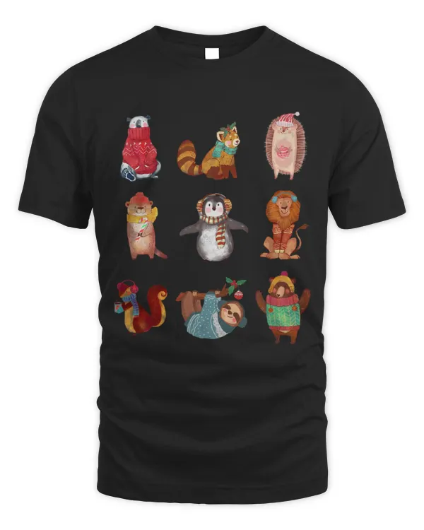 Lion Pet Animal Christams Collage Sloth Bear Lion Penguin Kids Xmas