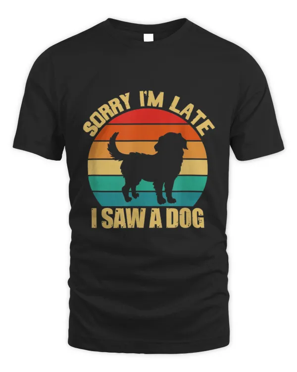 Sorry Im Late I Saw A Dog Bernese Mountain Dog Funny Retro T-Shirt