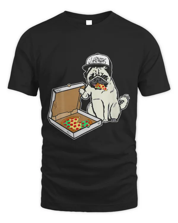 Cute Pug Babu The Pug Dog Eating Pizza Justin Ashar Snapback - Unisex Standard T-Shirt Unisex Standard T-Shirt