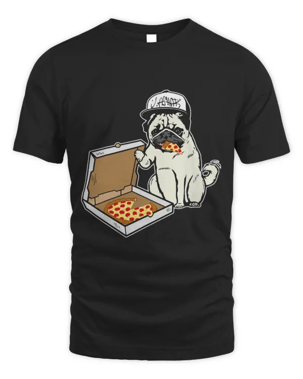 Cute Pug Babu the Pug Dog Eating Pizza Justin Ashar Snapback 87 - Unisex Standard T-Shirt Unisex Standard T-Shirt