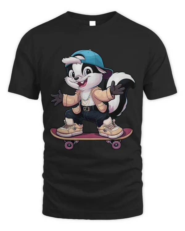 Cute Skunk Happy Skunk on a Skateboard Funny Cool Urban Image Cute Skunk Happy Skunk on a Skateboard Funny Cool Urban Image