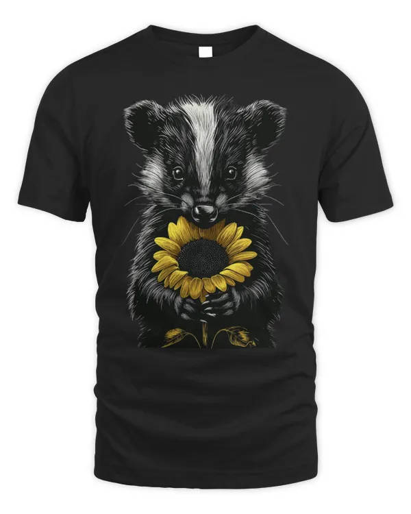 Cute Skunk Holding Sunflower Wildlife Animal Cute Flower Cute Skunk Holding Sunflower Wildlife Animal Cute Flower