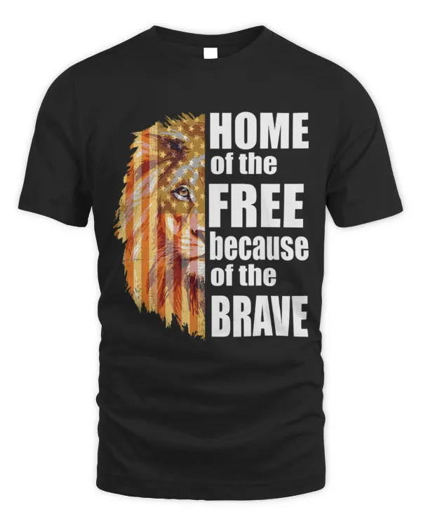 Lion Pet Home Of The Free Because Of The Brave Patriotic Lion US Flag