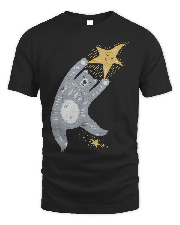 Cute Bear Playful and Cute Celestial Bear and Star Illustration