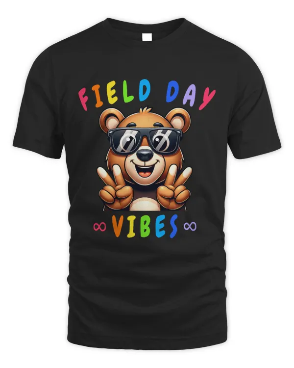 Cute Bear Playful Bear peace sign Teacher Kids Happy Field Day Vibes