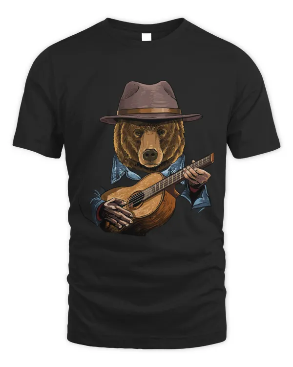 Cute Bear Playing Acoustic Guitar Animal Bear Lover Guitar Player