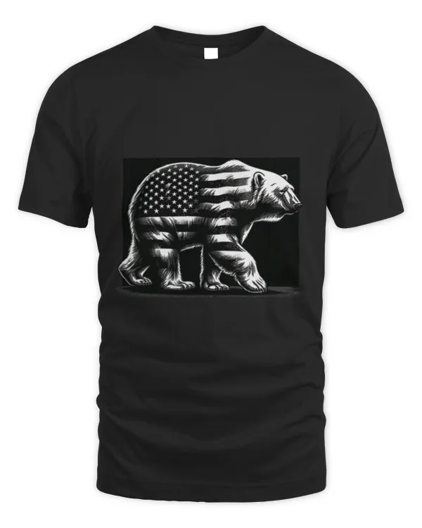 Cute Bear Polar Bear American Flag USA Flag