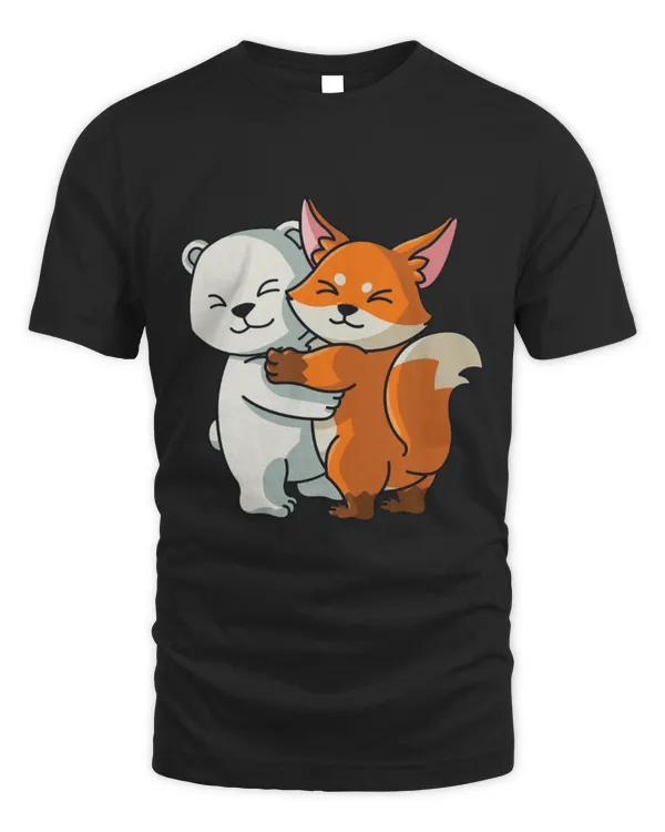 Cute Bear Polar Bear and Fox Cute Animal Lover Hugging Women Girls
