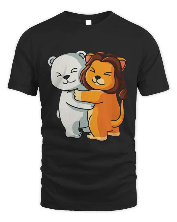 Cute Bear Polar Bear and Lion Cute Animal Lover Hugging Women Girls