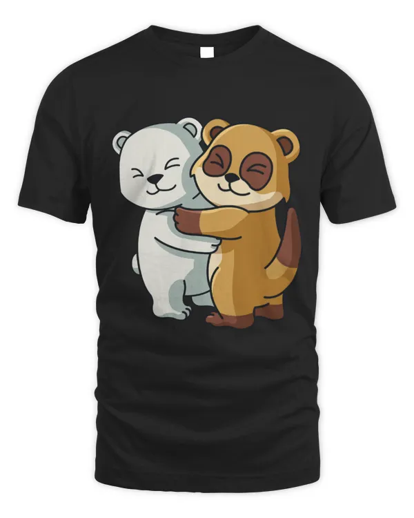 Cute Bear Polar Bear and Meerkat Cute Animal Lover Hugging Women Girls