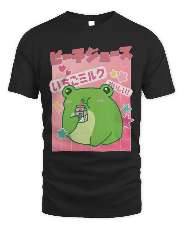 Frog Pet Aesthetic Kawaii Frog Cottagecore Drink Strawberry Milkshake 3