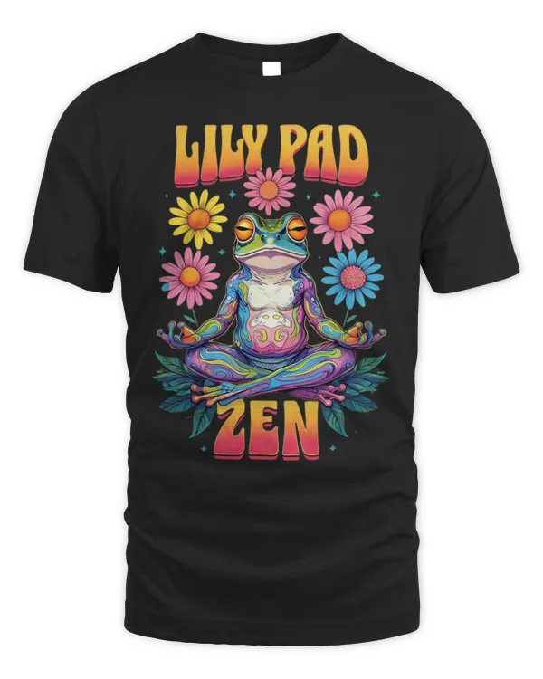 Frog Pet Lily Pad Zen Frog Meditating Colorful Fun Mindful Design