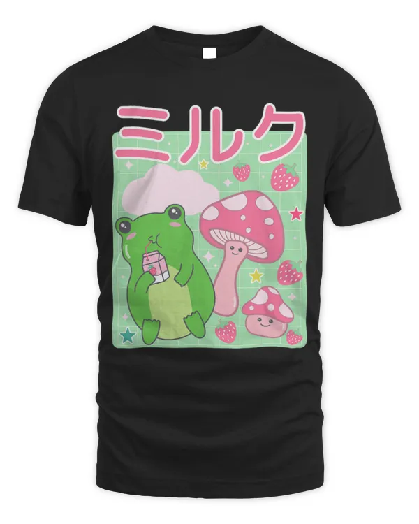 Frog Pet Kawaii Frog Cottagecore Mushroom Strawberry Milk Retro 90s