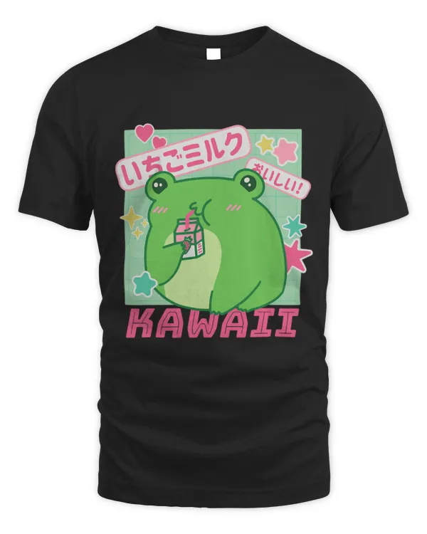 Frog Pet Kawaii Frog Drinking Strawberry Milk