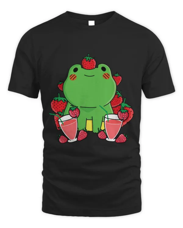 Frog Pet Kawaii Frog Drinking Strawberry Milk Fun Cute Frogs Graphic