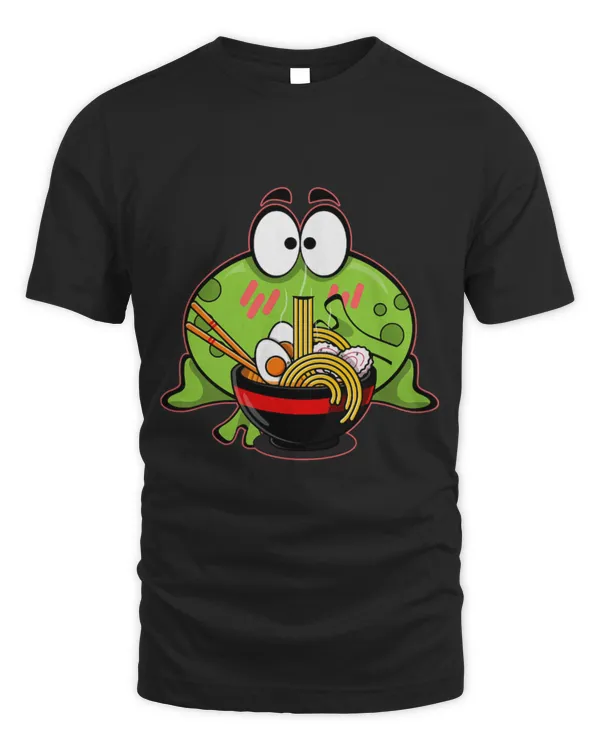 Frog Pet Kawaii Frog Eating In Ramen Bowl Cute Cartoon Anime Graphic 1