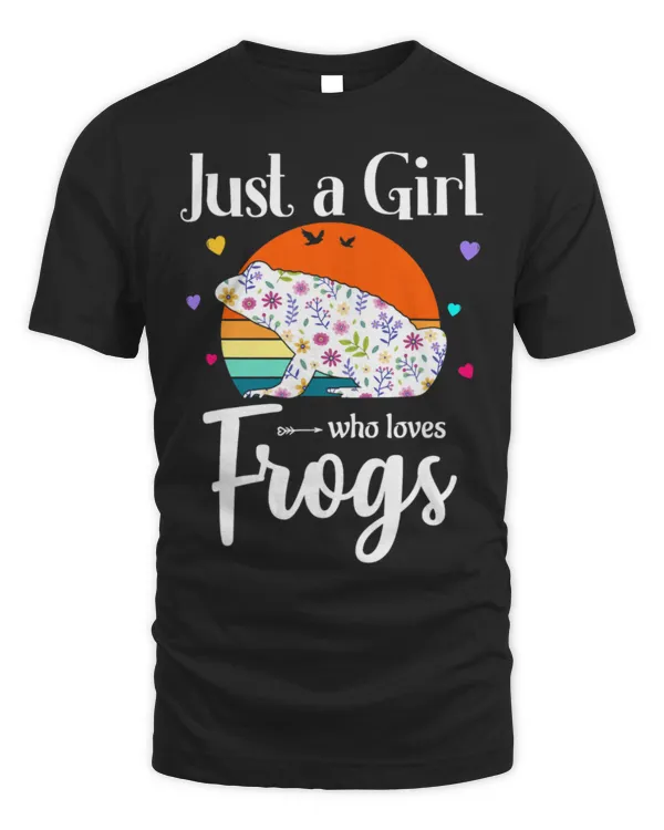 Frog Pet Retro Frog Floral Design Just a Girl Who Loves