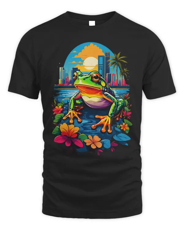 Frog Pet Retro Frog Funny For Cool Frog Lovers Sunset Floral