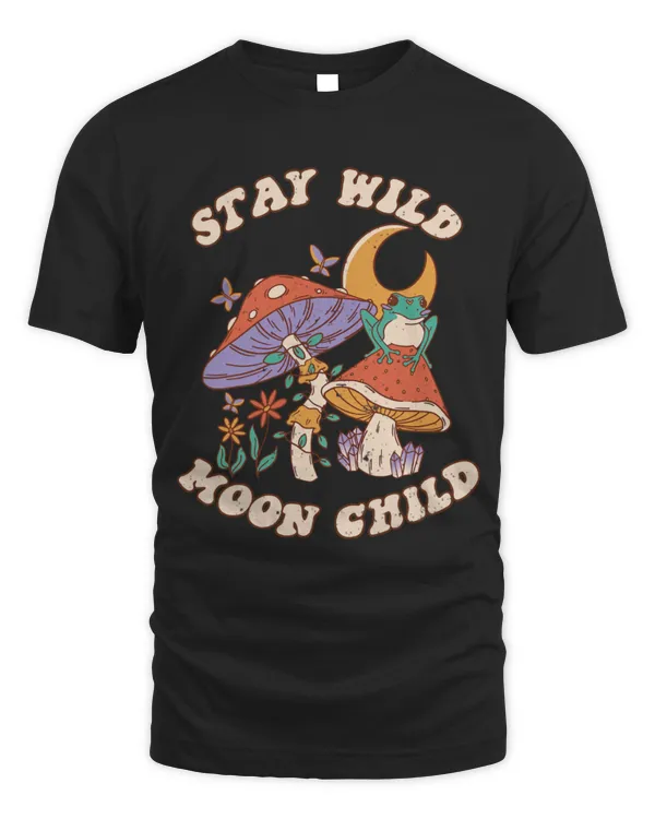 Frog Pet Vintage Retro Stay Wild Moon Child Frog Mushroom Hippie 1