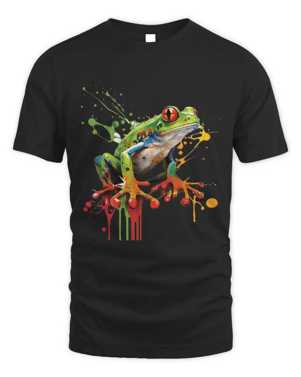 Frog Pet Water Color Abstract Rainforest Amphibian Red Eyed Tree Frog
