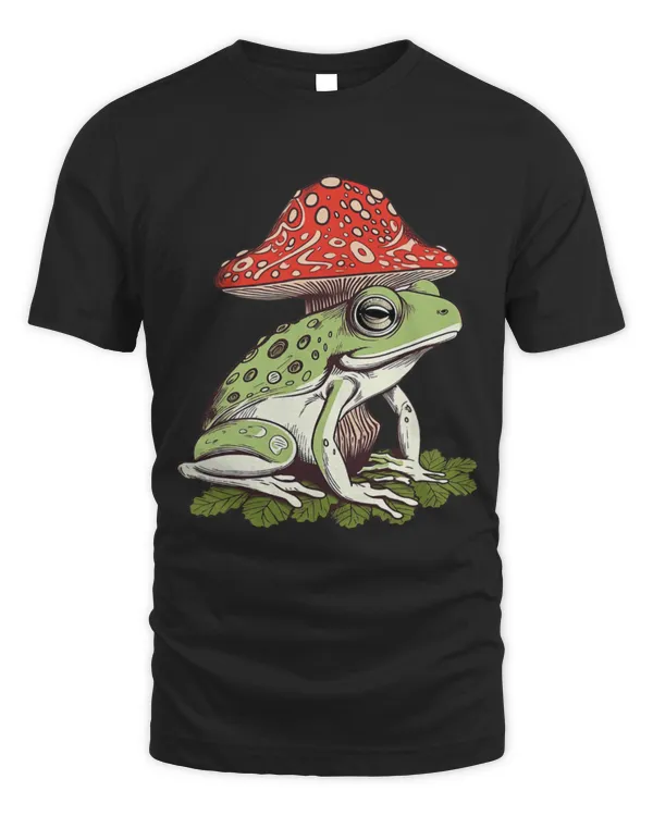 Frog Pet Wearing A Mushroom On Its Head in Cottagecore Aesthetic