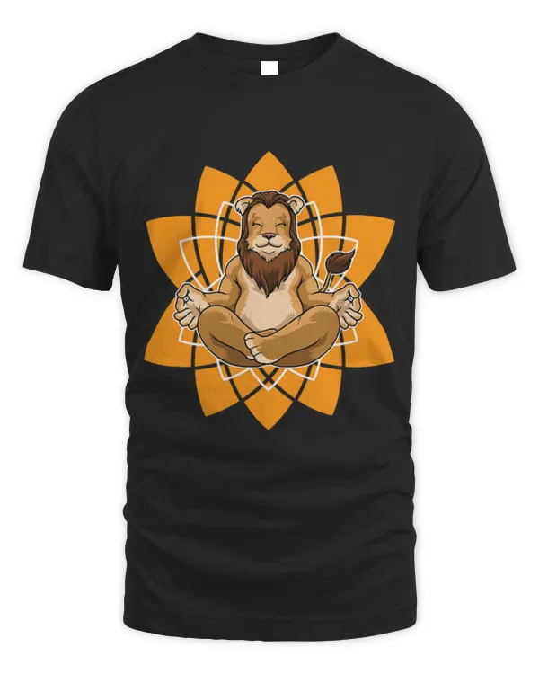 Lion Pet Cute Yoga Meditation Lion Lotus Pose Flower