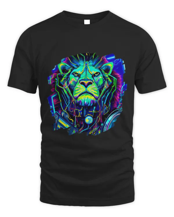 Lion Pet Cyborg Robot Lion Cool Alien Outer Space Artistic Retro