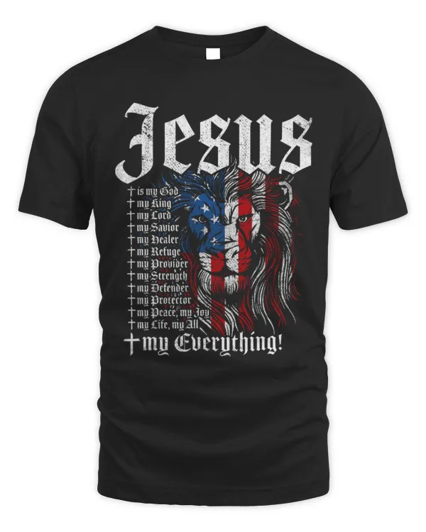 Lion Pet Jesus Is My God King Lord US American Flag Lion Christian