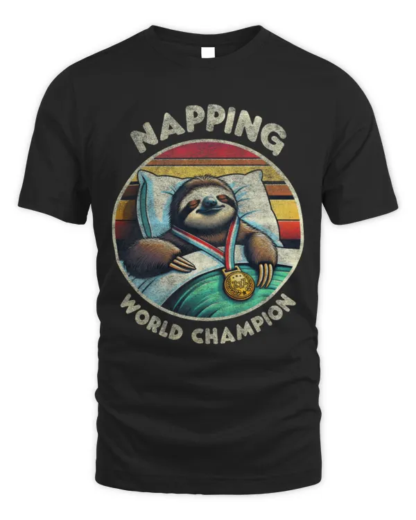 Sloth Pet Napping World Champion Retro Funny Sleeping Sloth