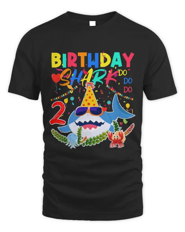 Shark Pet Funny 2nd Birthday Family Shark Kids Two Years Old Bday