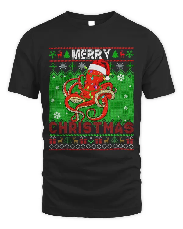 Octopus Pet Merry Christmas Santa Octopus Funny Fishing Lover Kids