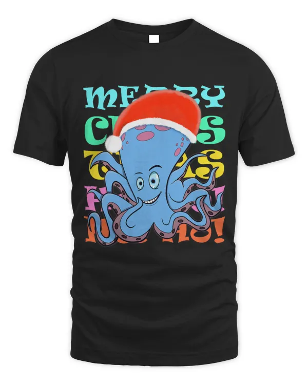 Octopus Pet Merry Squid Octopus Christmas Santa Hat Funny For Kids