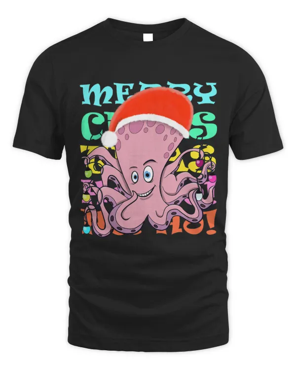 Octopus Pet Merry Squid Octopus Christmas Lights Santa Hat Funny Kids