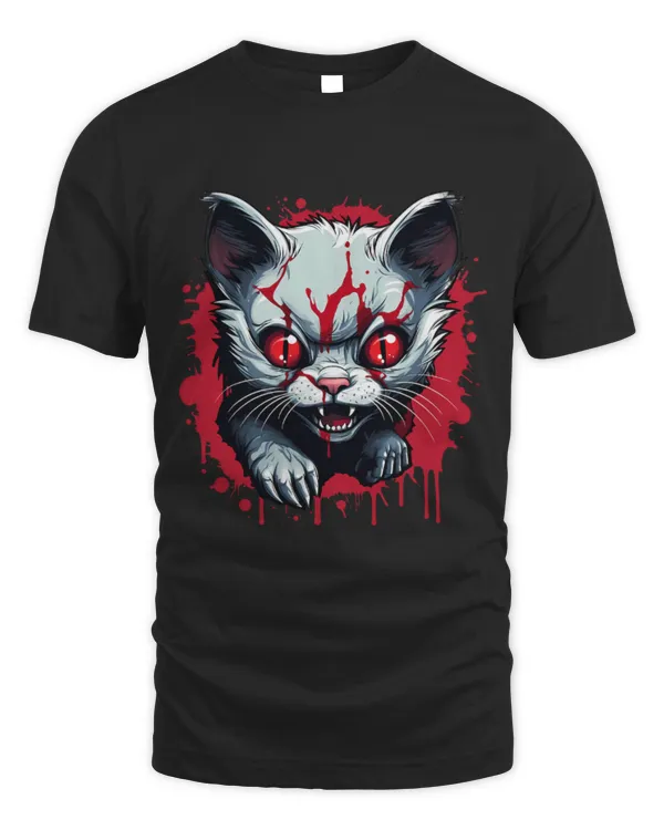 Cute Cat Zombie Cat Face Howling Out of Blood Splash Halloween Cat