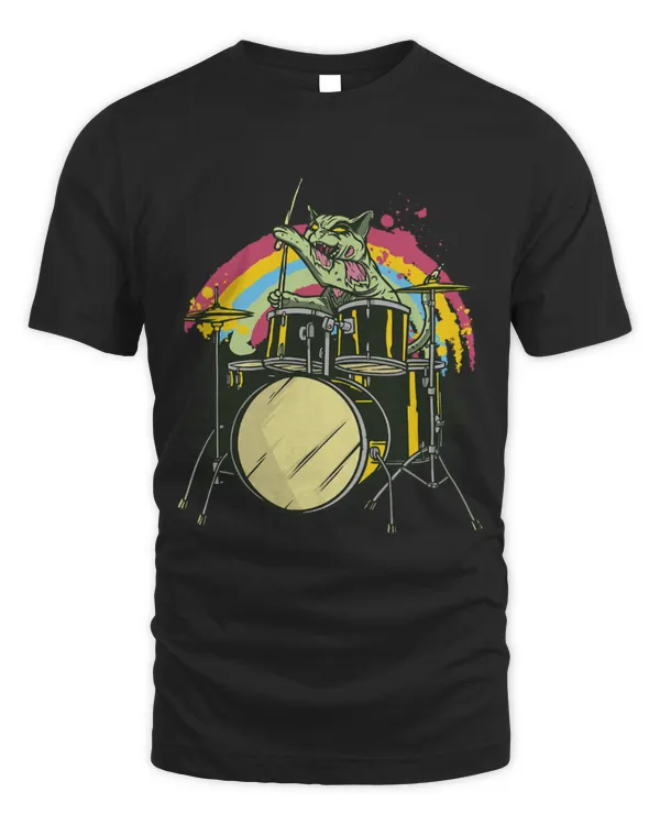 Cute Cat Zombie Drummer Cat Halloween Concert Line Up