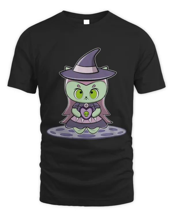 Cute Cat Witch Hat And Magic Heart For Halloween