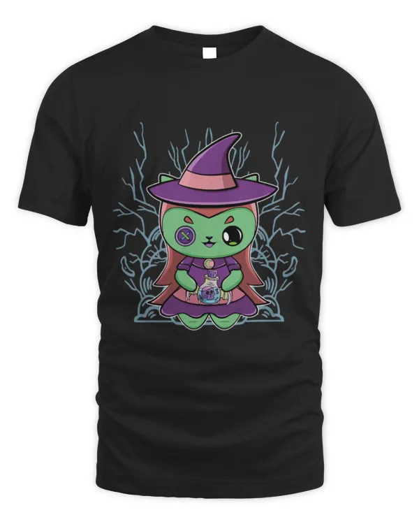 Cute Cat Witch Hat And Magic Potion For Halloween