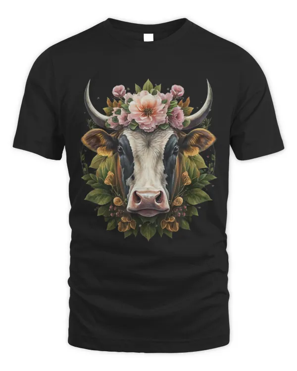 Cute Cow Floral Cow Head Spring Nature Cow Lovers Farmer Cute Cow Floral Cow Head Spring Nature Cow Lovers Farmer