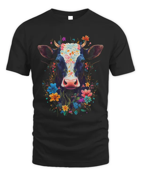Cute Cow Floral Cow Spring Nature Lovers Graphic Tees for Men Women Cute Cow Floral Cow Spring Nature Lovers Graphic Tees for Men Women