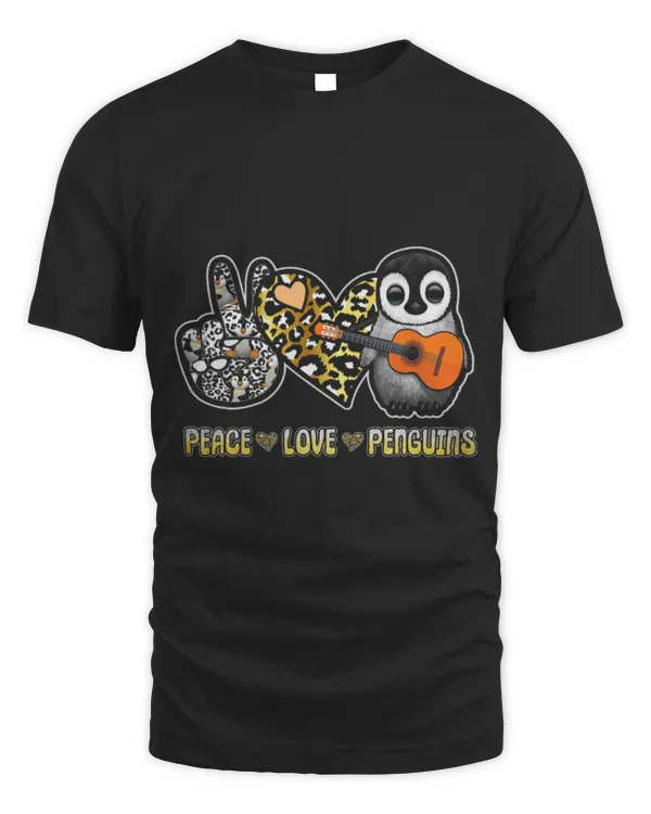 Penguin Pet Peace Love Penguin Playing Acoustic Guitar Instrument