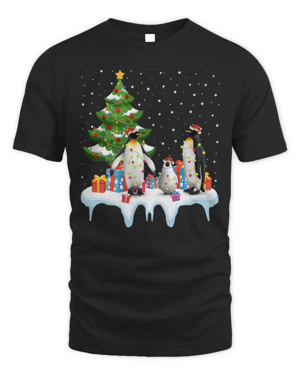 Penguin Pet Xmas Lighting Tree Santa Hat Penguin Christmas 12