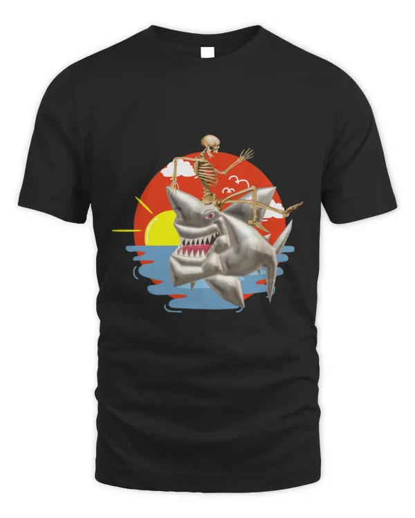 Shark Pet Funny Skeleton Funny Halloween spooky beach Funny Shark