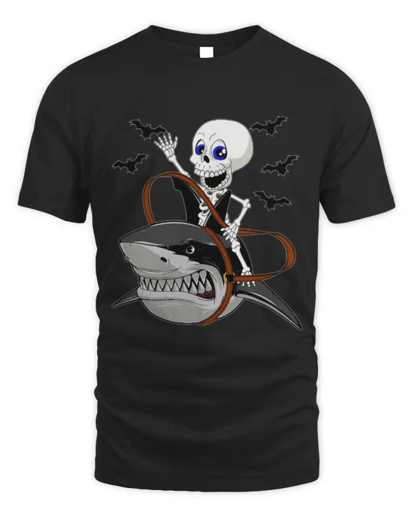 Shark Pet Funny Skeleton Riding Shark Halloween