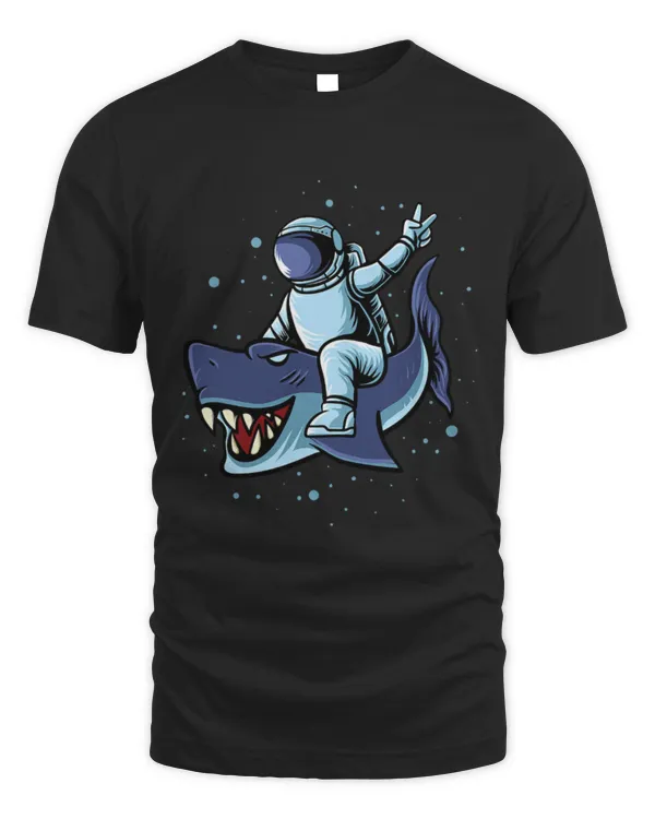 Shark Pet Funny Spaceman Riding Shark Astronaut