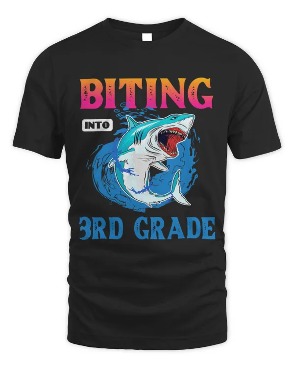 Shark Pet Funny Student Back To School Biting Into 3rd Grade Shark
