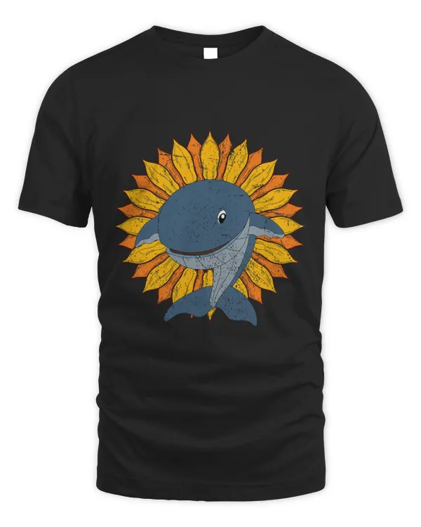 Whale Pet Yellow Sunflower Ocean Animal Mammal Floral Whale